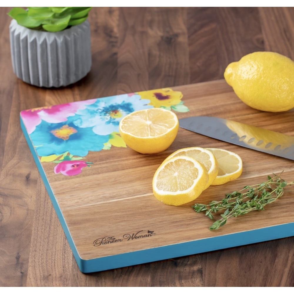 The Pioneer Woman Acacia Wood 12x18 Cutting Board Granny Cottage Core Floral
